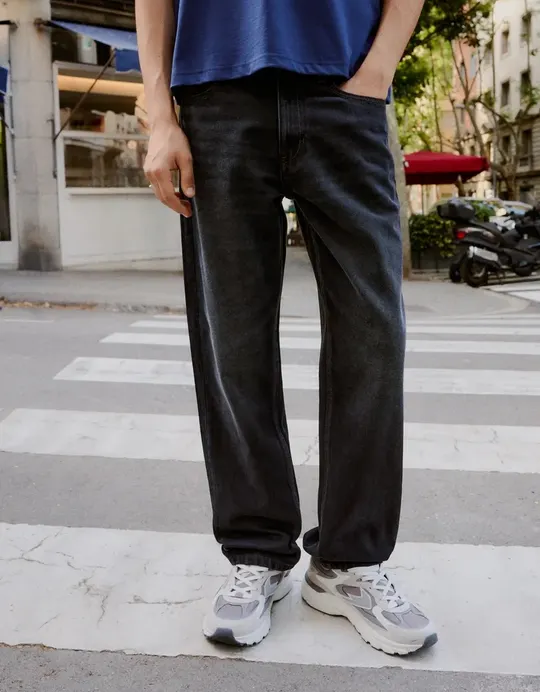 Bershka Джинси Straight fit, темно-сірі, фото 1